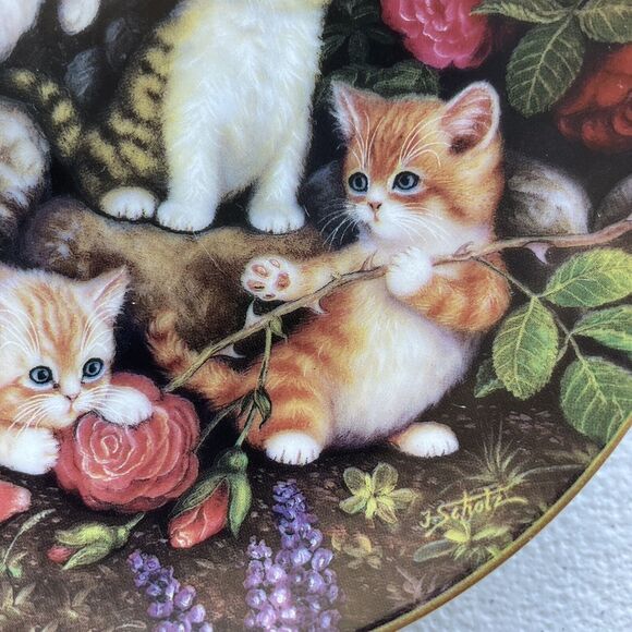 May - At The Rose Arbor Plate Cat Kitten By Jurgen Scholz Timeless Tails 1999 - Picture 4 of 11